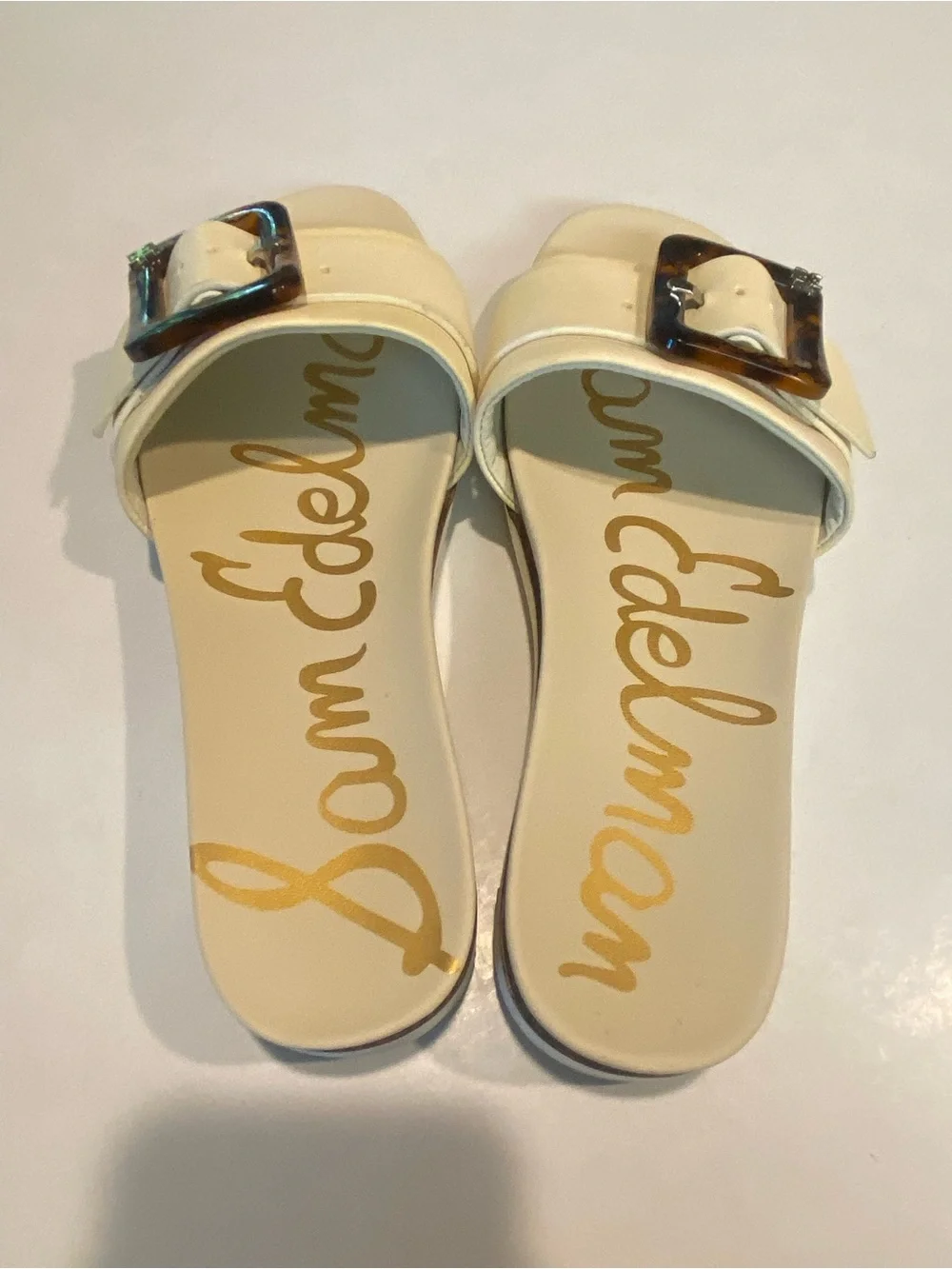 SAM EDELMAN ARIANE PLATFORM SANDAL IVORY TORTOISE ONE STRAP SLIDE SZ 8